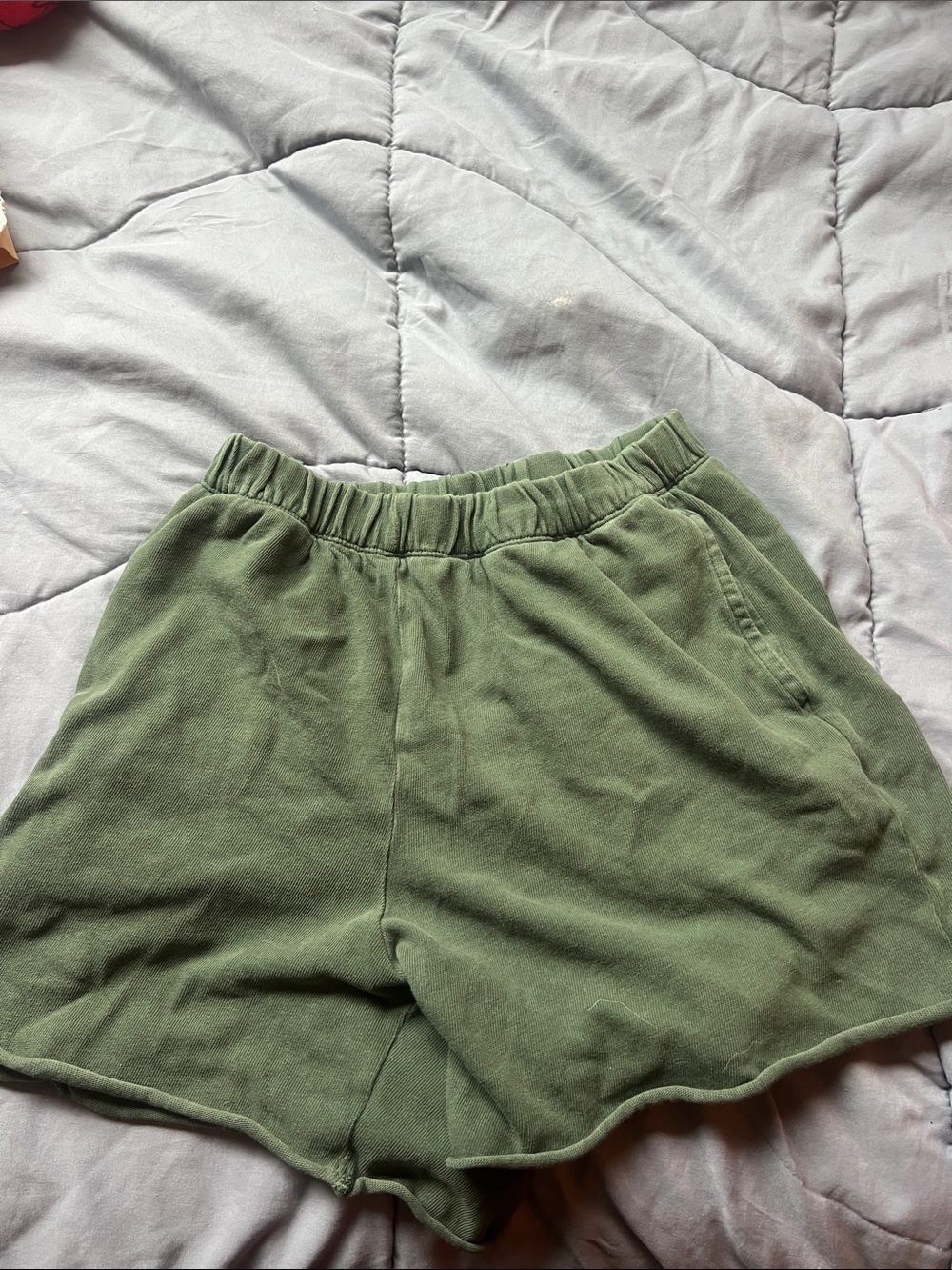 aerie Olive Green Elastic-Waist Athletic Shorts